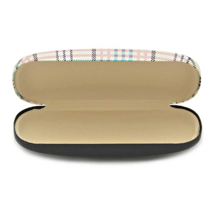 Twarde etui na okulary kremowe w kratkę ET-100A