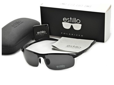 Męskie okulary sportowe przeciwsłoneczne z polaryzacją czarne EST-612-1