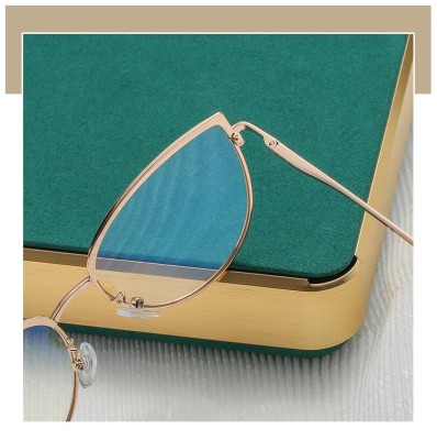 Złote Okulary kocie do komputera damskie z filtrem BLUE Light zerówki 2586-6