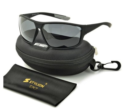 Męskie sportowe okulary przeciwsłoneczne czarne z polaryzacją SPD190