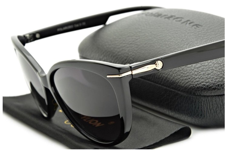 Damskie Kocie okulary przeciwsłoneczne czarne z polaryzacją POL-560