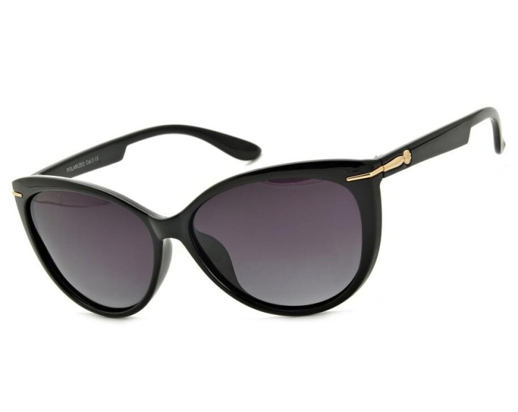 Damskie Kocie okulary przeciwsłoneczne czarne z polaryzacją POL-560