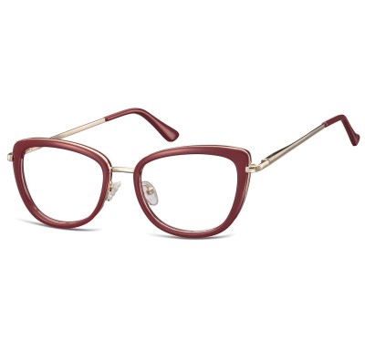 Okulary oprawki korekcyjne kocie oczy zerówki Sunoptic flex MTR-99 bordowo-złote
