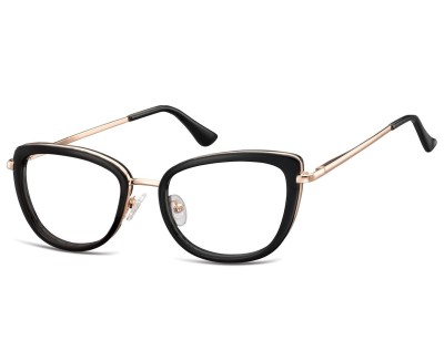 Okulary oprawki korekcyjne kocie oczy zerówki Sunoptic flex MTR-99B czarno-złote