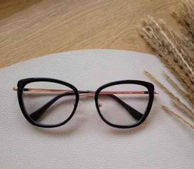 Okulary oprawki korekcyjne kocie oczy zerówki Sunoptic flex MTR-99B czarno-złote