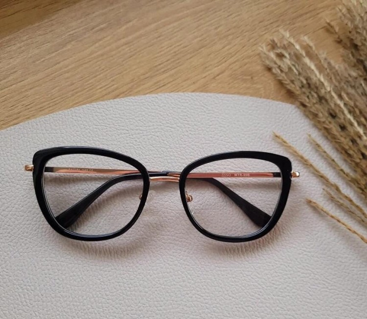 Okulary oprawki korekcyjne kocie oczy zerówki Sunoptic flex MTR-99B czarno-złote