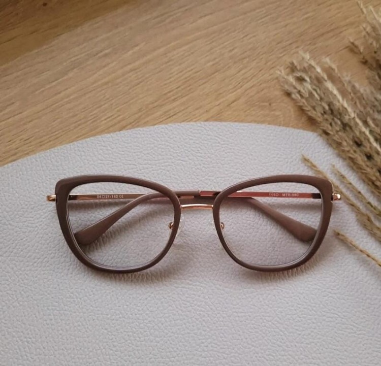 Okulary oprawki korekcyjne kocie oczy zerówki Sunoptic flex MTR-99C brązowo-złote