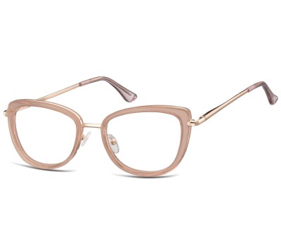 Okulary oprawki korekcyjne kocie oczy zerówki Sunoptic flex MTR-99D różowo-złote