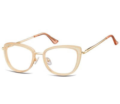 Okulary oprawki korekcyjne kocie oczy zerówki Sunoptic flex MTR-99E brzoskwiniowo-złote