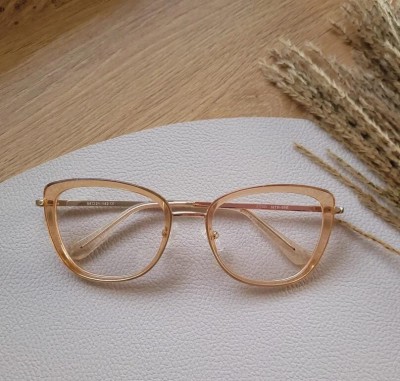 Okulary oprawki korekcyjne kocie oczy zerówki Sunoptic flex MTR-99E brzoskwiniowo-złote