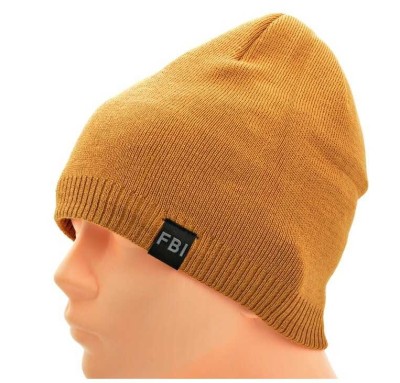 Musztardowa Męska Zimowa Czapka z polarem - L/XL FBI ST-508D