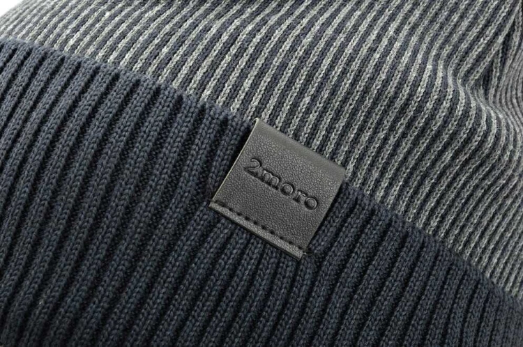 Męska Czapka Zimowa ocieplana polarem - L/XL 2MORO ST-561B kolor granatowy