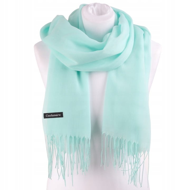 Miętowy Szalik damski duży Cashmere frędzle SZA-43