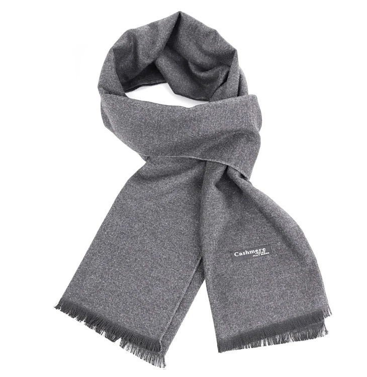 Ciepły Cashmere szalik męski SZA-49 gładki kolor szary
