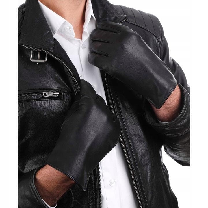 Męskie Rękawiczki Skórzane ocieplane 'miś' RKW10A-S rozm.S