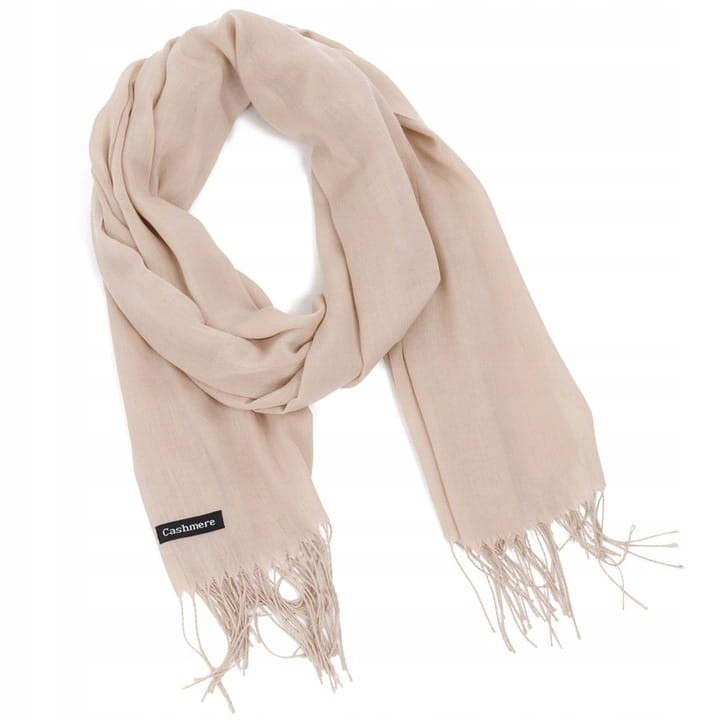 Beżowy Szalik damski duży Cashmere frędzle SZA-50