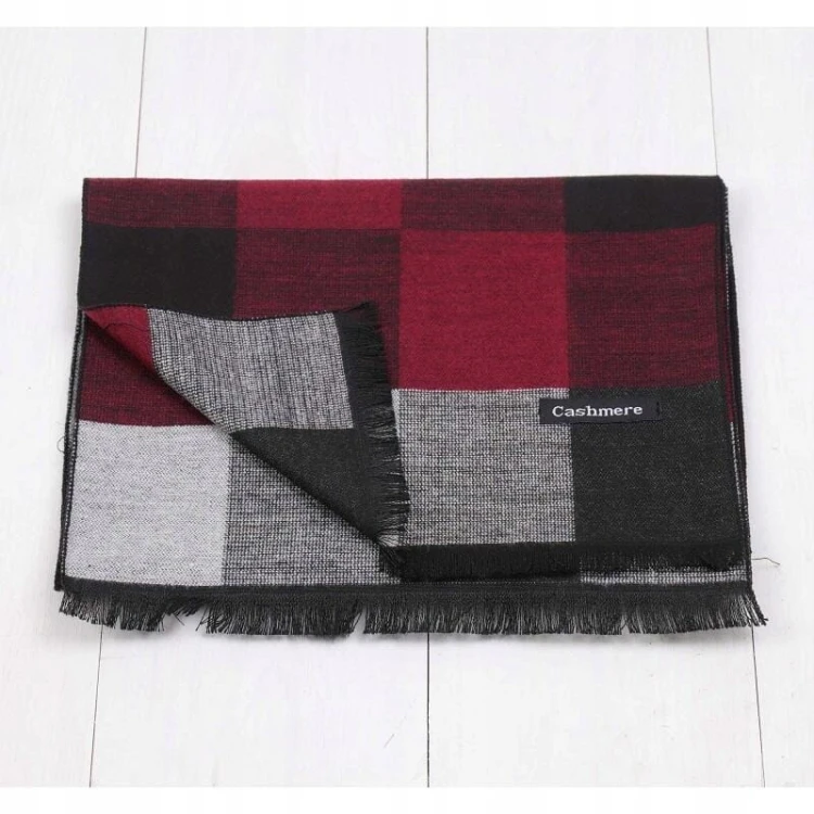 Ciepły Cashmere szalik męski w kratę SZA-52