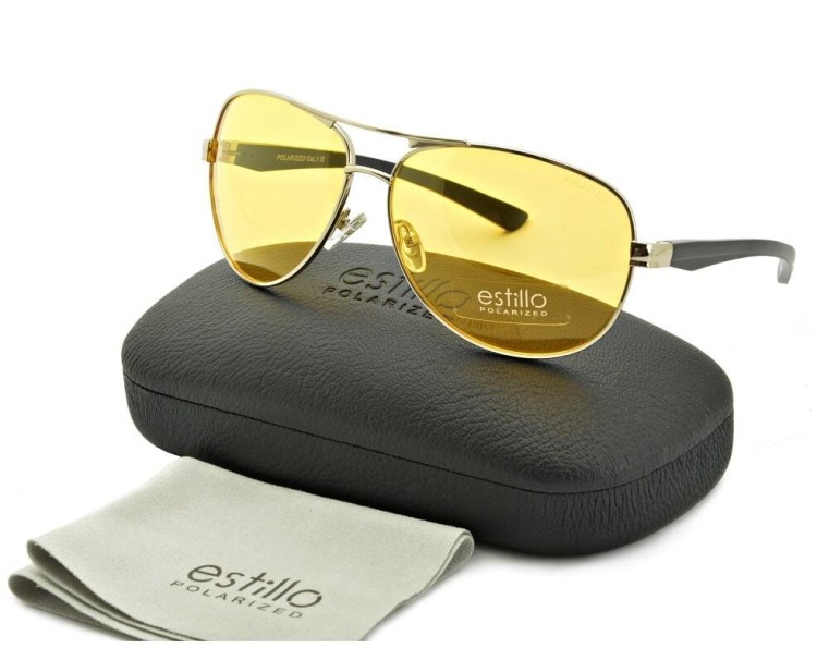 Rozjaśniające męskie okulary pilotki do jazdy nocą polaryzacyjne EST-605Y-4 Estillo