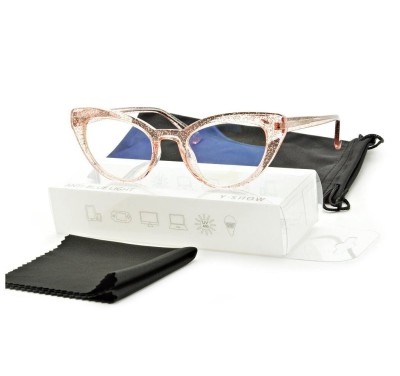 Okulary damskie do komputera kocie z filtrem BLUE Light zerówki 25107D