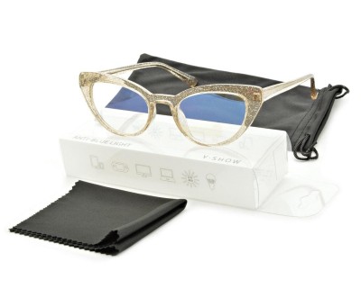 Okulary damskie do komputera kocie z filtrem BLUE Light zerówki 25107C