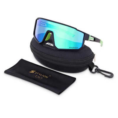 Sportowe okulary przeciwsłoneczne z polaryzacją i filtrem UV400 POL-465C Black/Green