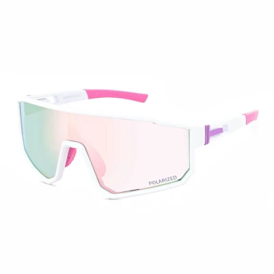 Sportowe okulary przeciwsłoneczne z polaryzacją i filtrem UV400 POL-468A white/pink