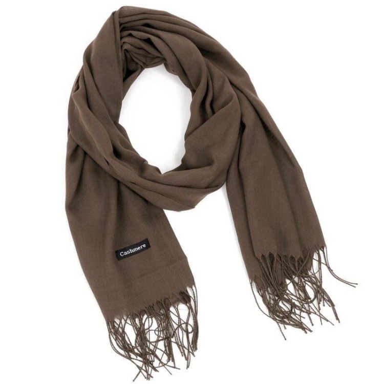 Ciemno Brązowy Szalik damski duży Cashmere frędzle SZA-67