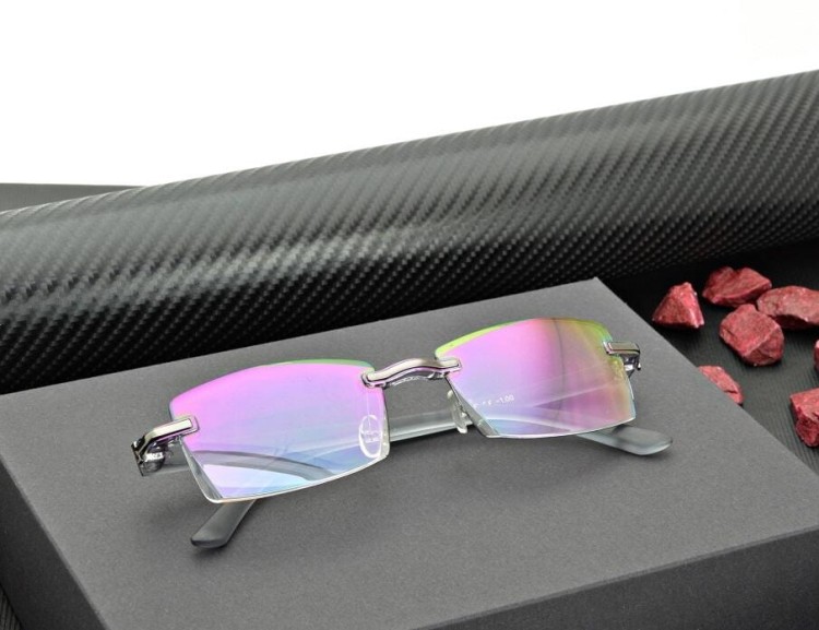 Bezramkowe gotowe okulary Minusy -1.50 przydymione z antyrefleksem ST321