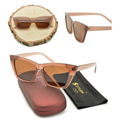 Damskie okulary przeciwsłoneczne kocie oczy brązowe STV-365