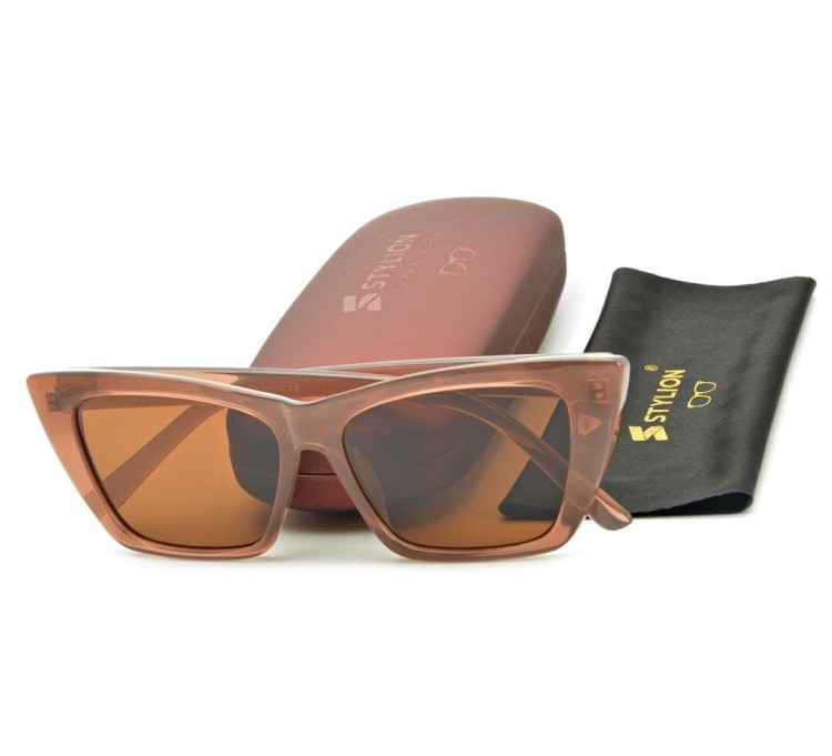 Damskie okulary przeciwsłoneczne kocie oczy brązowe STV-365