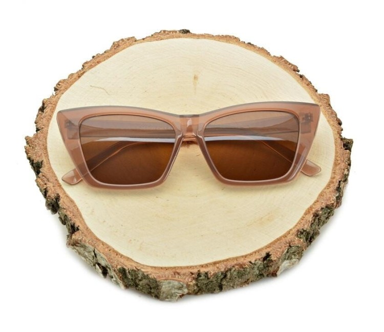 Damskie okulary przeciwsłoneczne kocie oczy brązowe STV-365