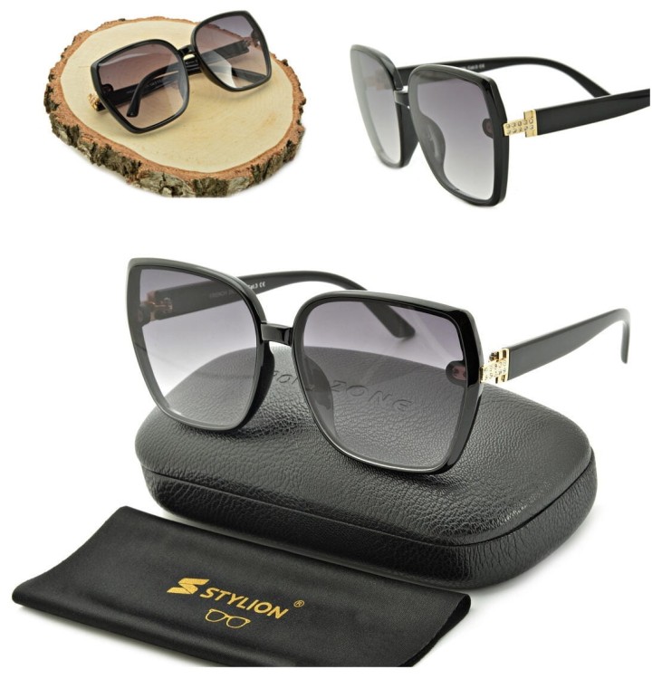 Duże damskie okulary przeciwsłoneczne Exclusive cyrkonie CO-379