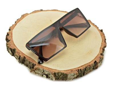 Kwadratowe nowoczesne okulary przeciwsłoneczne brązowe CO-374