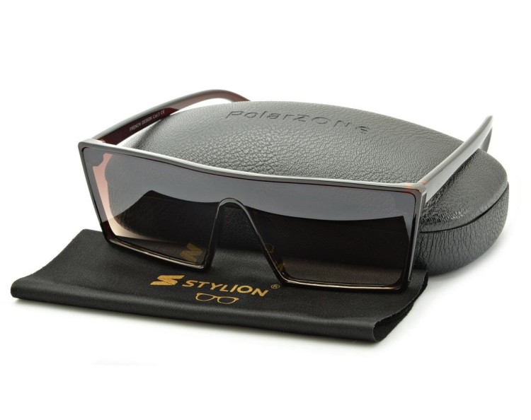 Kwadratowe nowoczesne okulary przeciwsłoneczne brązowe CO-374