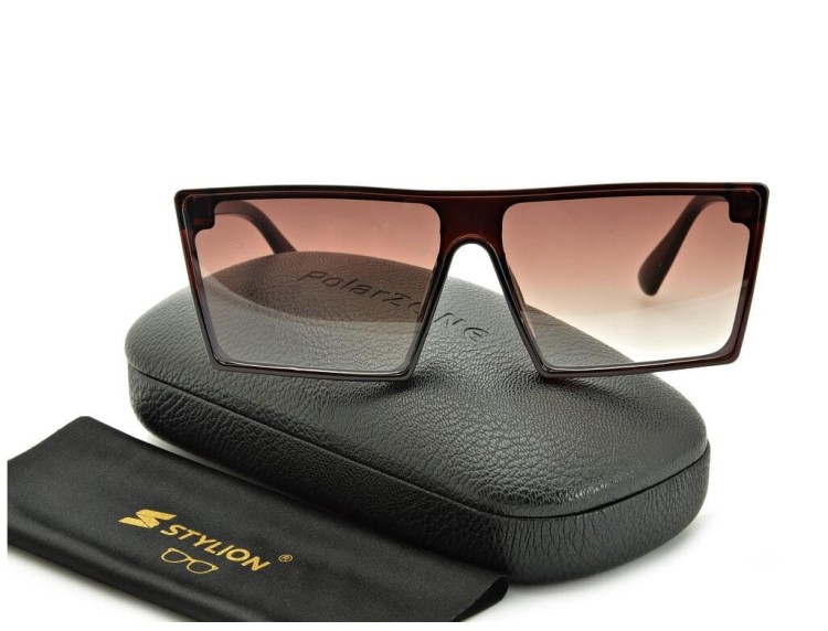 Kwadratowe nowoczesne okulary przeciwsłoneczne brązowe CO-374