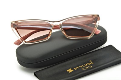 Szerokie pudrowe damskie okulary przeciwsłoneczne Exclusive kocie CO-384A