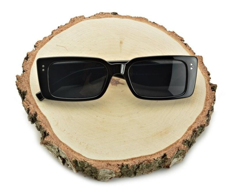 Prostokątne nowoczesne okulary przeciwsłoneczne czarne CO-391