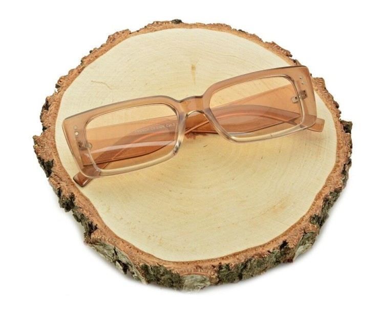 Prostokątne nowoczesne okulary przeciwsłoneczne beżowe CO-391A