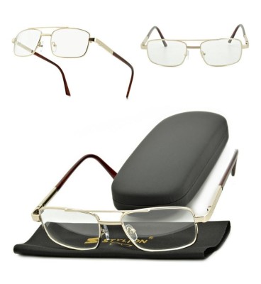 Męskie złote okulary minusy -4.00 dioptrie korekcyjne dla krótkowidzów ST324A