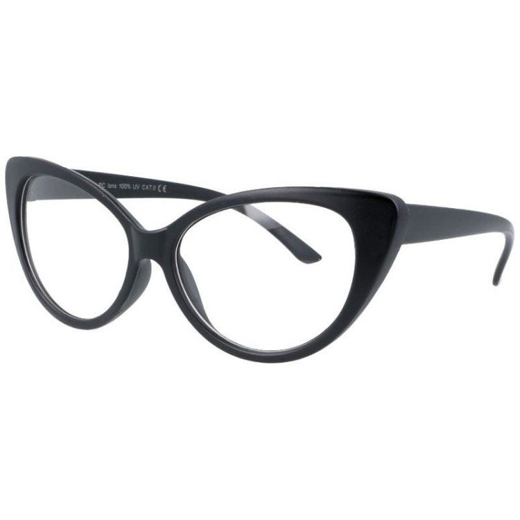 Kocie oczy okulary zerówki czarne matowe kujonki damskie ST210A