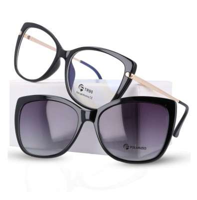 Damskie okulary do komputera z nakładką przeciwsłoneczną Clip-on 25114