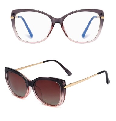 Damskie okulary do komputera z nakładką przeciwsłoneczną Clip-on 25114B