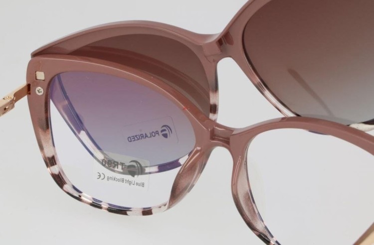 Damskie okulary do komputera z nakładką przeciwsłoneczną Clip-on 25114C