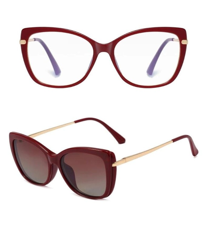 Damskie okulary do komputera z nakładką przeciwsłoneczną Clip-on 25114D