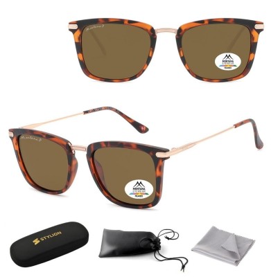 Panterkowe prostokątne okulary przeciwsłoneczne z polaryzacją MP12A