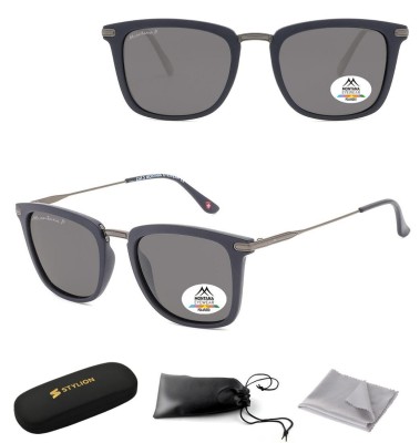 Granatowe prostokątne okulary przeciwsłoneczne z polaryzacją MP12B