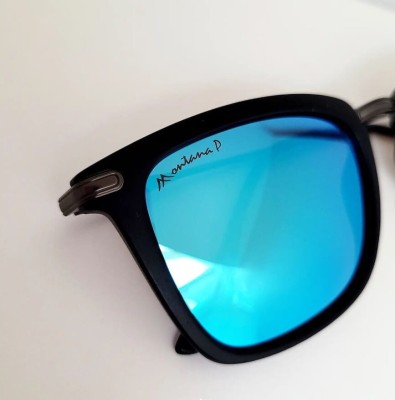 Czarne prostokątne okulary przeciwsłoneczne lustrzane z polaryzacją MP12C