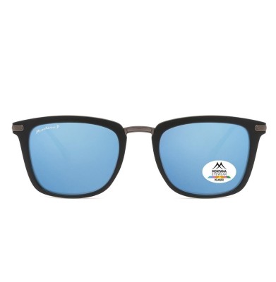 Czarne prostokątne okulary przeciwsłoneczne lustrzane z polaryzacją MP12C