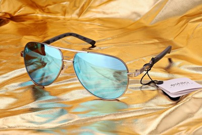 Męskie okulary pilotki przeciwsłoneczne z polaryzacją lustrzanki ESTILLO EST-615-10 silver/blue