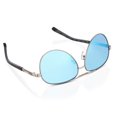 Męskie okulary pilotki przeciwsłoneczne z polaryzacją lustrzanki ESTILLO EST-615-10 silver/blue